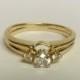 SI2 G Estate 14k Gold Diamond Ring .40ct tw Engagement Guard Double Band Wedding Promise Anniversary