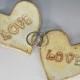 LOVE Rustic Cream Heart Trinket Dish Set / Wedding Favors / Wedding Decor / Anniversary / Valentines Hearts / Handmade Stoneware Clay
