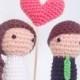 Wedding Cake Toppers (Bride, Groom and One Heart)