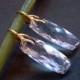 Crystal Quartz Emerald Cut Gemstone Earrings AAA Quartz Earrings 18k Gold Vermeil Leaf Leverback Ear Wires Bridal Jewelry