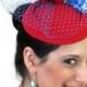 Ready to ship today! Fascinator red blue veil wedding hat WINTERLICIOUS RED