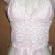 50% OFF NEW PRETTY Pink lace floral thong lingerie lace gown dress bodysuit vintage 1980s 1990s medium bridal corset women g7 vtg
