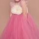 Dusty Rose and Ivory Flower Girl Dress- Tutu Dress- Birthday Tutu Dress- Rose Flower girl dress-Pink Tutu Dress.. Flower girl tutu