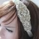 Bridal beaded crystal, pearl headband. Rhinestone applique wedding headpiece tiara. VINTAGE MODE
