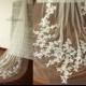 French Alencon Lace Veil/Bridal Veil/Wedding Veil/3M Long Cathedral Veil/Comb Veil/Lace Appliques Veil/Bridal Headpiece