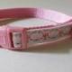 5/8" Pink Floral Girl Dog Collar - Pink Embroidered Flowers on Cotton Webbing,Wedding