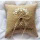 Burlap Wedding pillow , love tree wedding pillow , ring bearer pillow, ring bearer pillow with Custom embroidery (R36B)