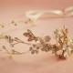 Nature inspired hair vine, Rose gold or silver bridal headband,  Art deco rhinestone crystal pearl tiara, Wedding flower headband