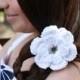 White Hair Clip White Sparkle Hair Clip Crochet Flower Hair Clip Flower Barrette White Barrette Flower Girl Hair Clip Wedding Christening