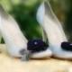 Purple Black & White Swirl Rosette Shoe Clips / Hair Pins. Bride Bridal Bridesmaid, Guinea Feather Rhinestone Pearl Lace, Fun Preppy Pretty
