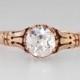 Victorian .82ct Old European Cut Diamond Engagement Ring Rose Gold Solitaire 14k