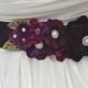 Bridal Sash,Wedding Sash in Purple, Plum And Violet with Crystals and Pearls, Rhinestones, Bridal Belt