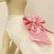 White Dog Dress, Pink Bow, Dog Birthday gift, Pet wedding accessory, dog clothing, Chic, classy, Pink and White dress
