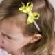 Baby girl Bows - Yellow and Ivory Boutique Bow Handmade Headband - Baby to Adult - Lemon Zest Yellow