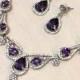 Bridal jewelry set, Wedding jewelry set, vintage inspired Purple crystal Luxury CZ purple necklace earrings set