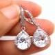 bridal jewelry wedding jewelry bridal earrings wedding earrings clear white teardrop cubic zirconia leverback hook