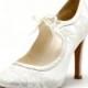 Custom Made Lace Wedding Shoes. Satin Lace Custom Made Wedding Shoes. Wedding Ankle Bootie Wedding Shoes.