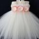 Ivory and Coral Flower Girl Dress