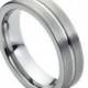 6MM Tungsten Wedding Band Comfort Fit Flat Shiny Center Groove with Brushed Sides Promise Engagement Ring for Men Women SNUJDTZQC