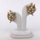 Crown Trifari Gold Pearl Earrings - Bridal Pearl Bouquet Clip Ons - Vintage 1960s Clip Earrings Signed Trifari