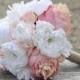Silk Wedding Bouquet, Wedding Bouquet, Keepsake Bouquet, Bridal Bouquet, Blush Pink, Coral and Ivory Peony silk flower bouquet. - New