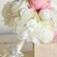 Silk Bridal Bouquet Pink Roses Baby's Breath Rustic Chic Wedding NEW 2014 Design by Morgann Hill Designs - New