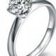 Tiffany Engagement Ring Solitaire Diamond Ring 6 Prongs  14k White Gold