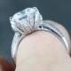 Lotus flower Diamond & White Sapphire Engagement ring 3.5ct 9mm 14k 18k White Yellow Rose Gold-Platinum-Custom made size-Wedding-Anniversary