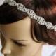 Rhinestone Headband, Great Gatsby Headband, Crystal Headband, Wedding Halo Bridal tie on ribbon Headband Headpiece, 1920s Flapper headband