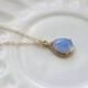 Gold Periwinkle Necklace Lavender Blue Teardrop -  Bridesmaid Necklace - Bridesmaid Jewelry - Bridal Wedding - Something Blue