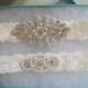 Wedding Garter, Bridal Garter, Garter Set - Crystal Rhinestone & Pearls on a Ivory Lace