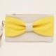 Promotional sale   - -Silver yellow bow wristelt clutch,bridesmaid gift ,wedding gift ,make up bag,zipper