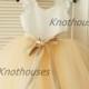 Ivory Satin Champagne Tulle TUTU Flower Girl Dress Champagne Sash Junior Bridesmaid Dress Toddler Kids Dress for Wedding