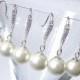 Pearl drop bridesmaid earrings,set of 5, ivory wedding earrings, bridesmaid jewelry, pearl earrings, pearl bridesmiad gift earrings, 5 pairs