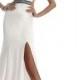 Janique W1008 Halter Neck Long White Beaded Slit Prom Gown