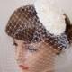 Birdcage Veil Hat - Veil Hat - Bridal Hat - Beaded Hat - Wedding Veil Hat - Teardrop Hat - Ivory Birdcage Veil - MATILDA