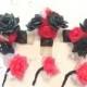 Red and black corsage and boutonniere, Prom corsage, Men's lapel flower, lapel pin, Men's buttonhole flower, Prom boutonniere, Mom corsage