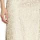 Aidan Mattox Chiffon-Top Lace-Skirt Gown, Champagne