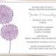 Floral Bridal Shower Invitations, Purple, Dandelion, Wedding, Set of 10 Printed Cards with Envelopes, FREE Ship, MOFLP, Modern Floral Purple