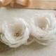 Rustic Bridal Sash, Champagne and Cream Bridal Flower Sash, Burlap Wedding Dress Sash, Chiffon Flower Sash, Oatmeal, Tan, Pearls