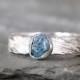 Raw Blue Diamond Engagement Ring - 1 Carat - Conflict Free Diamond - Bark Texture - Rough Gemstone - April Birthstone -Promise Ring