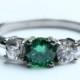 1ct genuine Emerald Trilogy ring - Available in Sterling silver or titanium - engagement ring - wedding ring