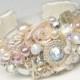 Bridal Cuff Bracelet-Wedding Statement Bracelet- pink pearl Bracelet- Bridal Jewelry-Blush accessories- Blush bracelet Wedding cuff bracelet