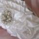 Final Sale......Bridal White Satin Frame Floral Clutch with Pearl and Rhinestone Accents...Bridal Clutches, Wedding Clutches