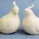 Ceramic Birds Quail Couple Wedding Cake Toppers Keepsake Figurines in Soft White - Made to Order