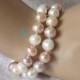 Pearl Bracelet - 8 inches 2 Row 9.5-10.5mm White Pink and Lavender Freshwater Pearl Bracelet - Free shipping