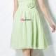 Pretty Lime Green Pleated Chiffon Bridesmaid Dress with Lovely Flower