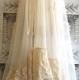 Cream Nude & White Alencon Lace Appliqué Organza Chiffon Appliqué Princess Wedding Dress By Mermaid Miss K