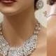 Bridal Jewlery, Bridal Back Drop Bib Necklace Earrings , Vintage Inspired Rhinestone Bridal Necklace Statement, Wedding Jewelry