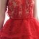 Red lace evening dress, open back dress. Floor lenth - New